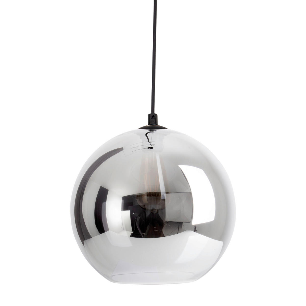 HÄNGELEUCHTE 25/125 cm   - Silberfarben/Schwarz, Design, Glas/Kunststoff (25/125cm) - Näve