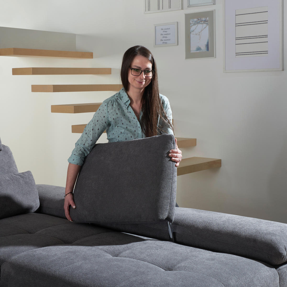 ECKSOFA Hellblau Webstoff  - Alufarben/Hellblau, Design, Textil (203/310cm) - Xora