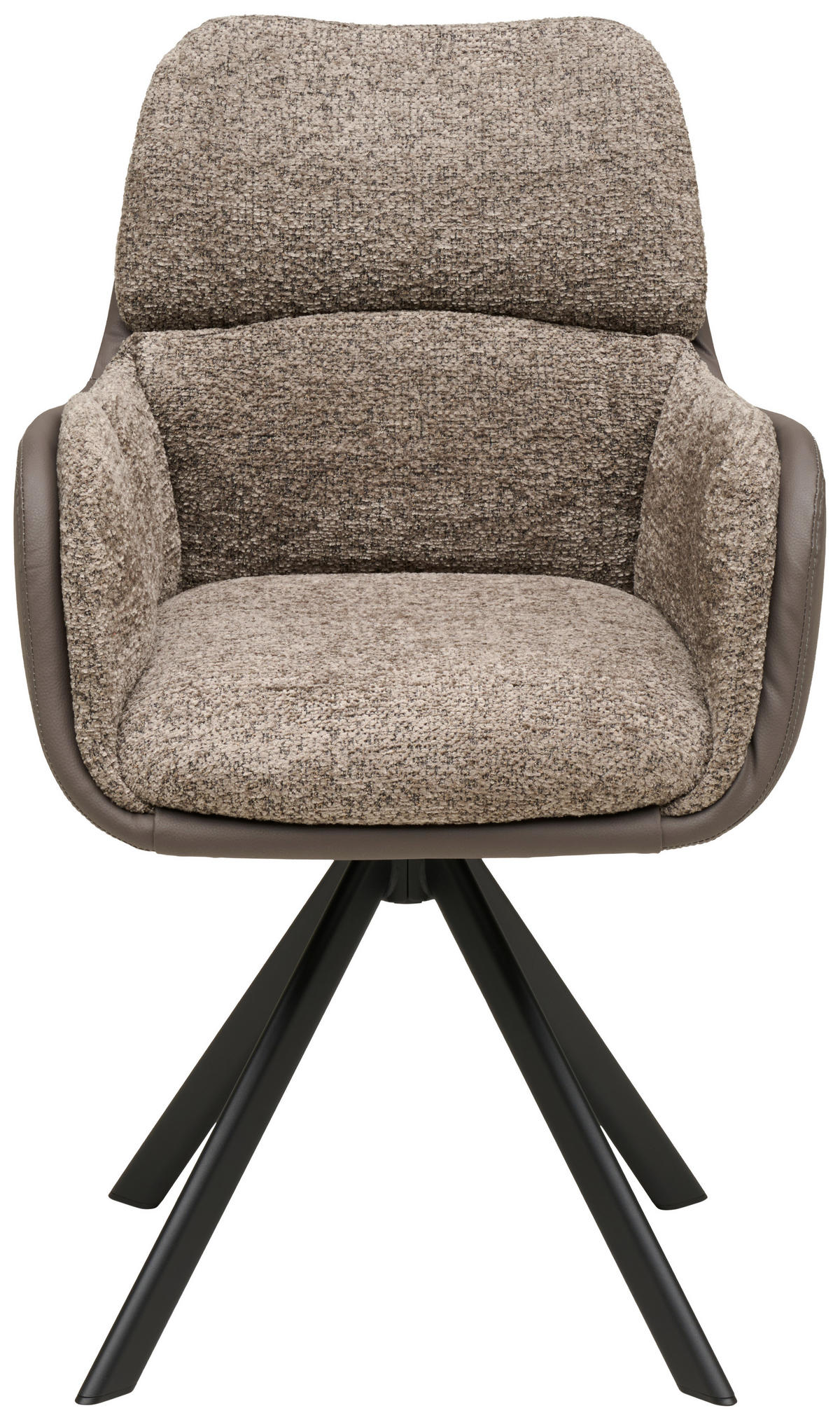 ARMLEHNSTUHL  Sitzfläche 360° drehbar Webstoff  - Schwarz/Braun, MODERN, Textil/Metall (61/91/65cm) - MID.YOU