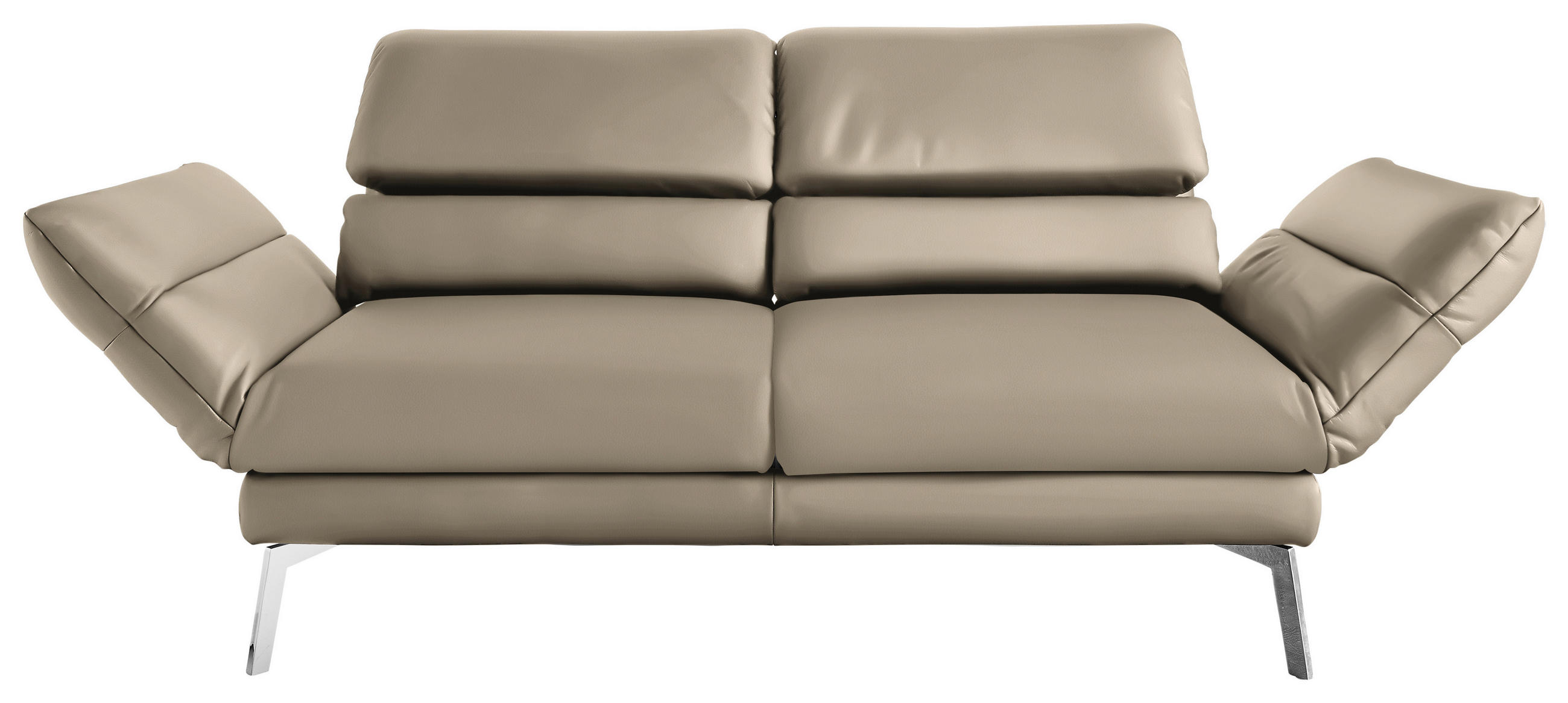2-SITZER-SOFA Echtleder Hellbraun  - Chromfarben/Hellbraun, Design, Leder/Metall (178-226/82/96-177cm) - Dieter Knoll