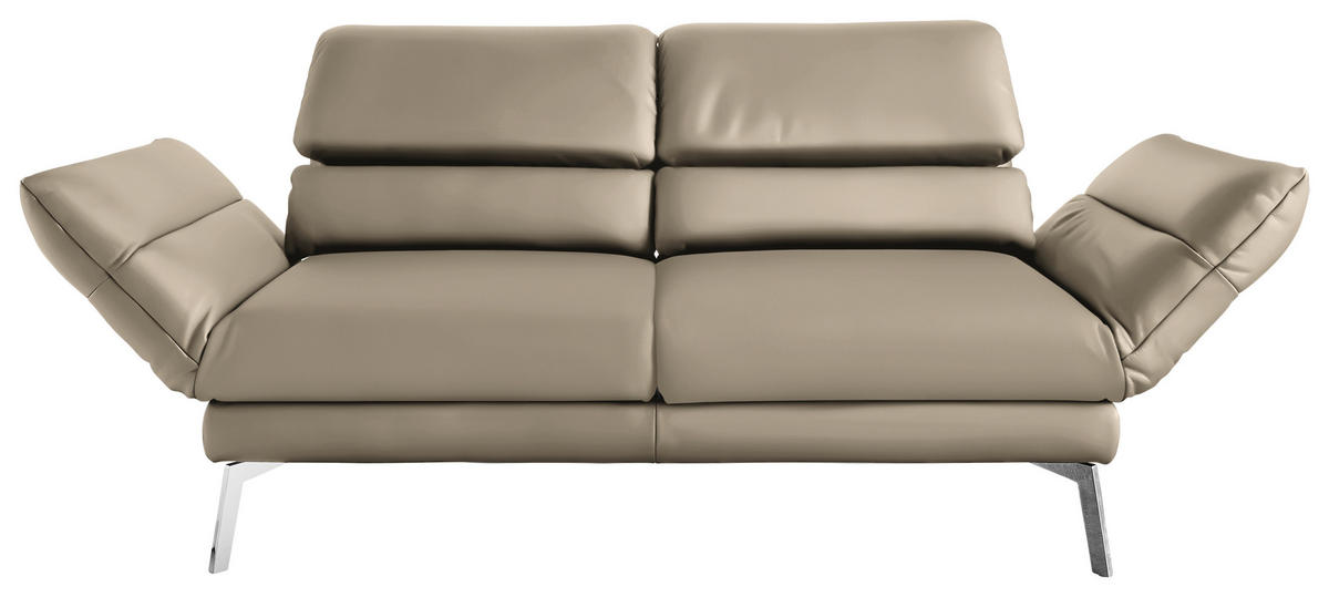 2-SITZER-SOFA in Echtleder Hellbraun  - Chromfarben/Hellbraun, Design, Leder/Metall (178-226/82/96-177cm) - Dieter Knoll