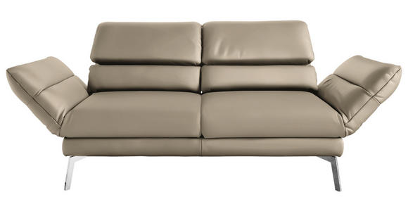 2-SITZER-SOFA Hellbraun Echtleder  - Chromfarben/Hellbraun, Design, Leder/Metall (172-226/83/96cm) - Dieter Knoll