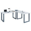 ECKSCHREIBTISCH 190/50/76 cm  in Silberfarben, Weiss  - Weiss/Silberfarben, Modern, Holzwerkstoff/Metall (190/50/76cm) - MID.YOU