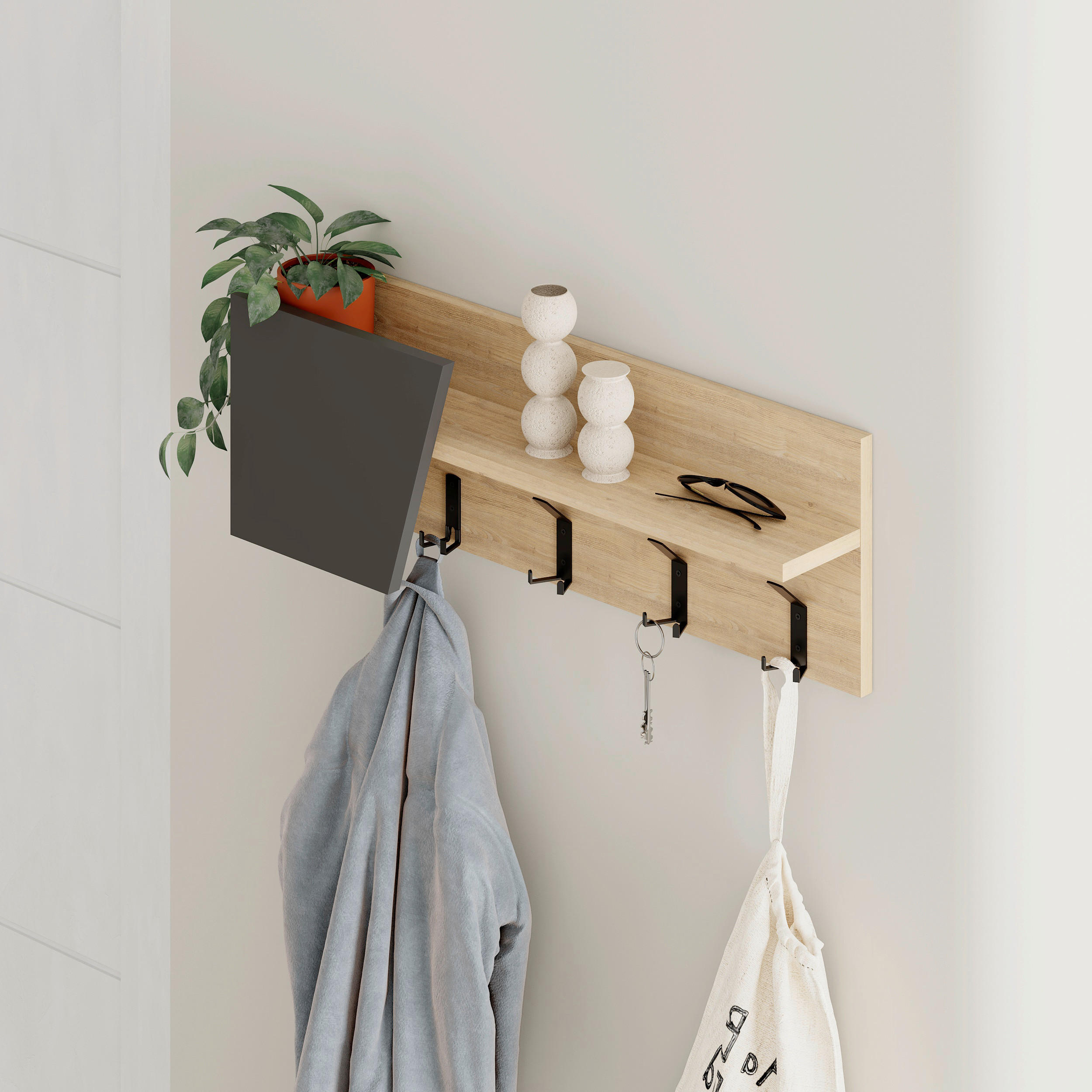 WANDGARDEROBE - Eichefarben/Anthrazit, Design, Holzwerkstoff/Metall (74/26/15.7cm) - Livetastic