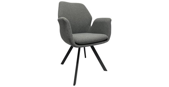 ARMLEHNSTUHL in Eisen Webstoff - Schwarz/Grau, Design, Textil/Metall (60/86,5/60cm) - Novel