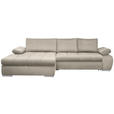 ECKSOFA in Flachgewebe Beige  - Chromfarben/Beige, Design, Kunststoff/Textil (173/294cm) - Carryhome