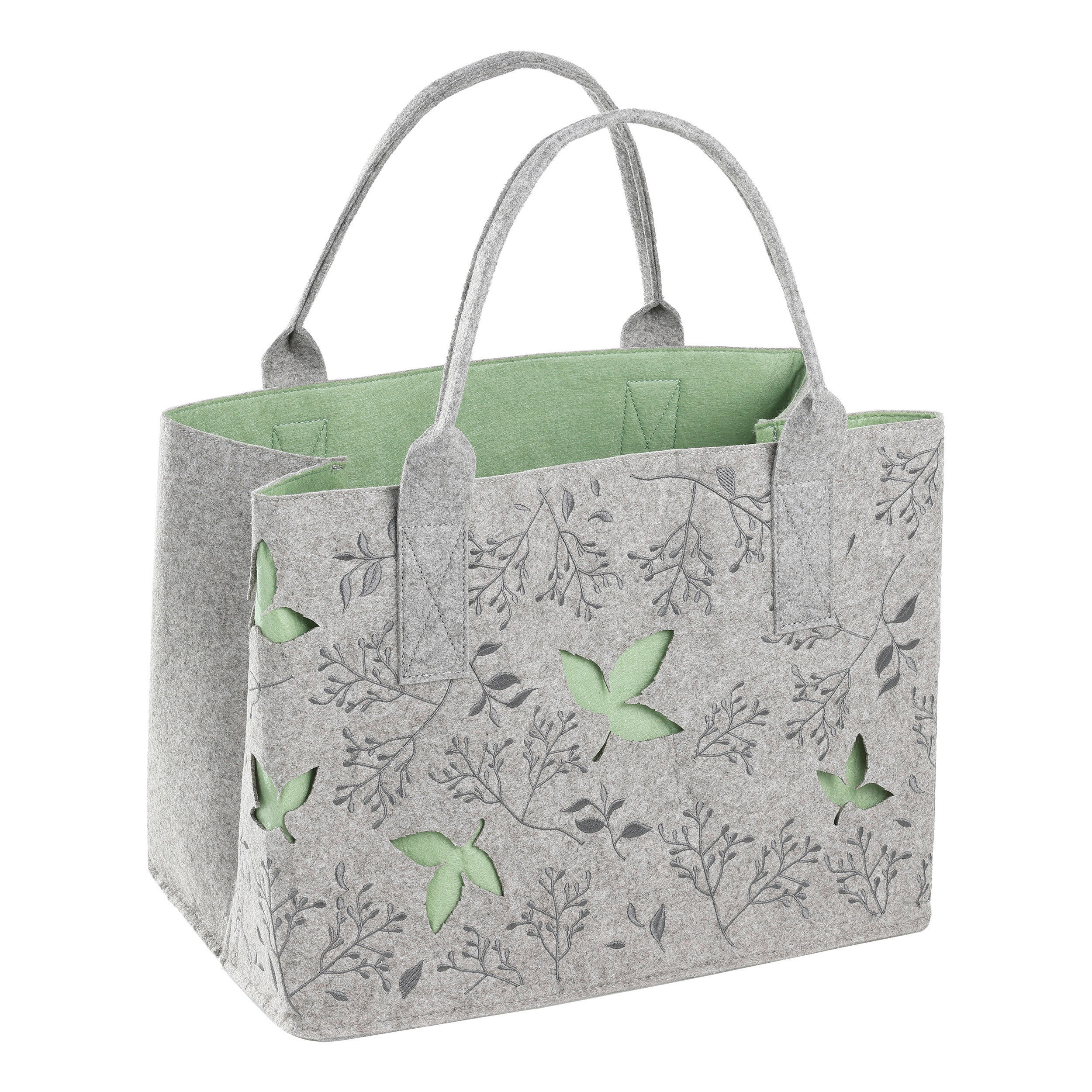 EINKAUFSTASCHE - Grau/Grün, LIFESTYLE, Textil (40/26/30cm)
