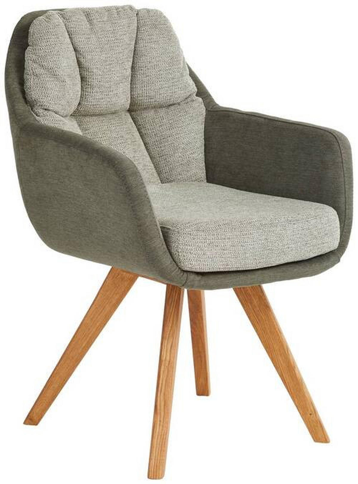ARMLEHNSTUHL  in Flachgewebe  - Eichefarben/Olivgrün, Design, Holz/Textil (65/85/68cm) - Linea Natura