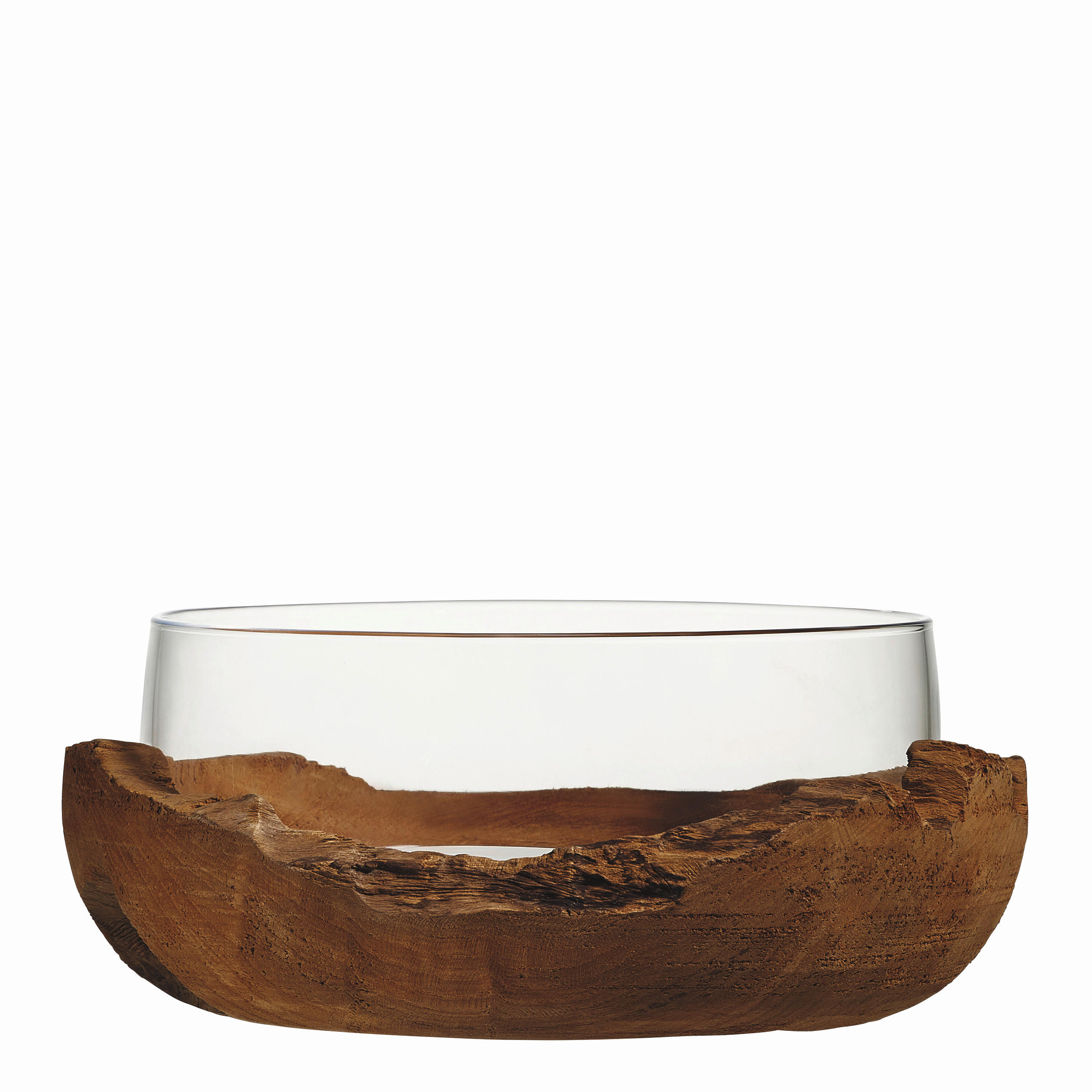 DEKORAČNÍ MISKA  - barvy teak/čiré, Basics, dřevo/sklo (28/11/28cm) - Leonardo