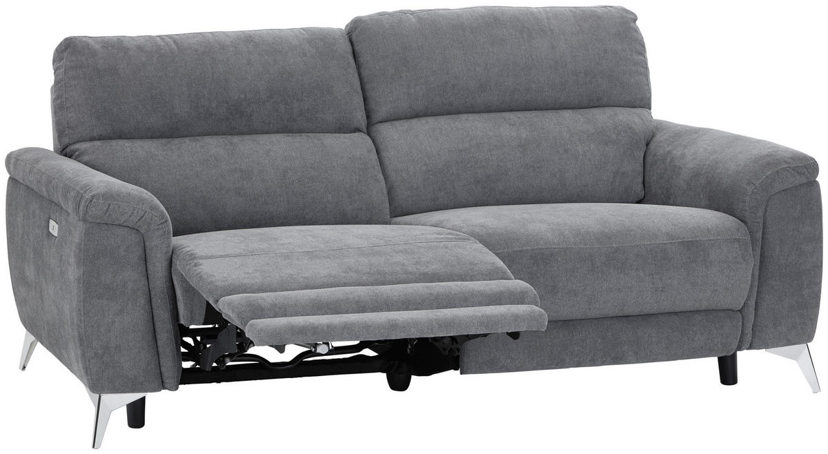2-SITZER-SOFA Webstoff Grau, Chromfarben  - Chromfarben/Grau, KONVENTIONELL, Textil/Metall (215/97/97cm) - Livetastic
