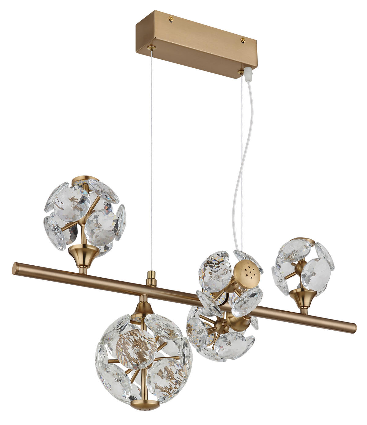 LED-HÄNGELEUCHTE 61/31/150 cm  - Klar/Goldfarben, KONVENTIONELL, Glas/Metall (61/31/150cm) - Globo