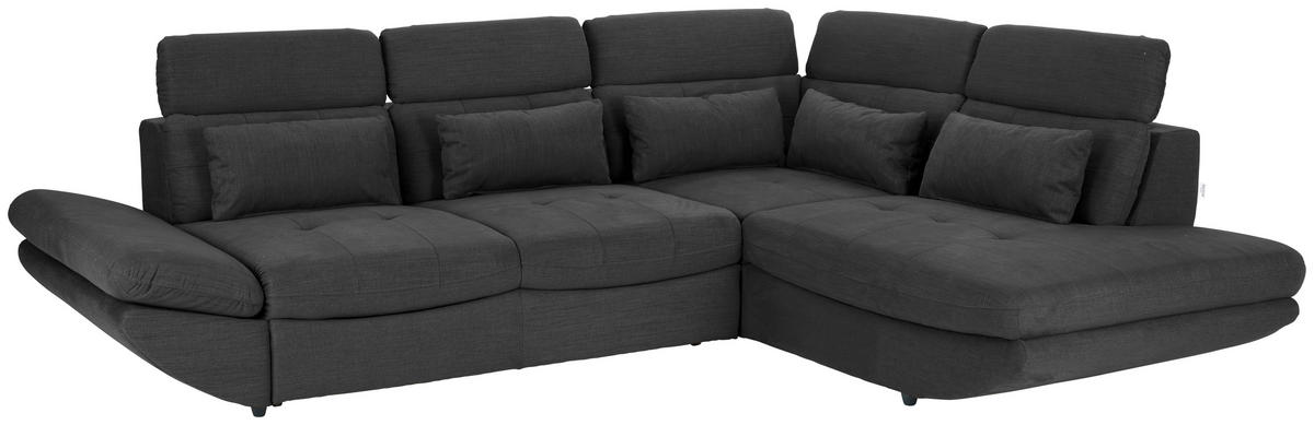 WOHNLANDSCHAFT Anthrazit Mikrofaser  - Anthrazit/Schwarz, MODERN, Kunststoff/Textil (311/233cm) - MID.YOU