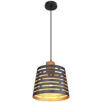 VISEČA SVETILKA  Ablona      25/120 cm      E27 - zlate barve/črna, Natur, kovina/les (25/120cm) - Globo