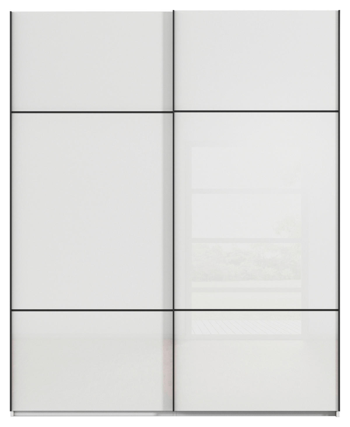 SCHWEBETÜRENSCHRANK in Weiss  - Weiss/Schwarz, Konventionell, Glas/Holzwerkstoff (201/223/67cm) - Novel