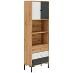 BEISTELLREGAL Grau, Weiß, Eichefarben  - Eichefarben/Schwarz, Design, Holzwerkstoff/Metall (60/180/30cm) - Carryhome