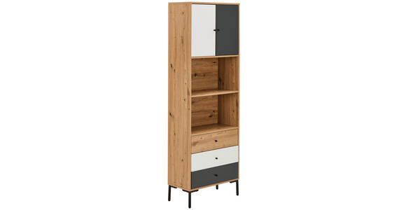 BEISTELLREGAL 60/180/30 cm  - Eichefarben/Schwarz, Design, Holzwerkstoff/Metall (60/180/30cm) - Carryhome