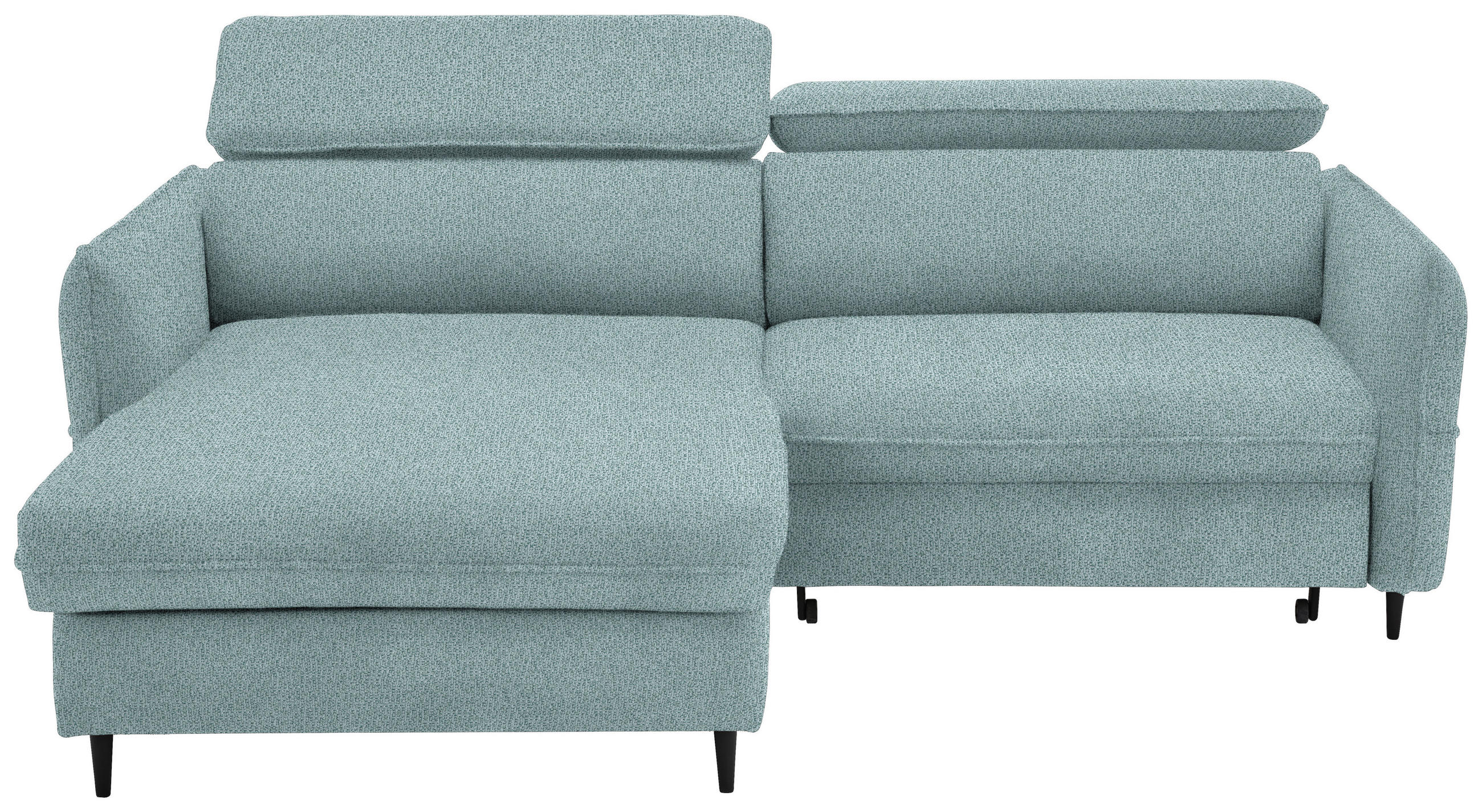 ECKSOFA inkl. Funktionen Hellblau Flachgewebe Bettkasten, Schlaffunktion, Rücken echt, Kopfteilverstellung  - Schwarz/Hellblau, Design, Holz/Textil (185/232cm) - Stylife
