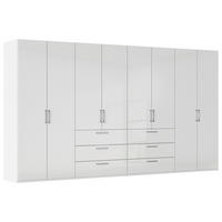 DREHTÜRENSCHRANK 400/235/61 cm,  in Weiß, Weiß Hochglanz, 8-türig  - Edelstahlfarben/Weiß Hochglanz, Basics, Holzwerkstoff/Metall (400/235/61cm) - Novel