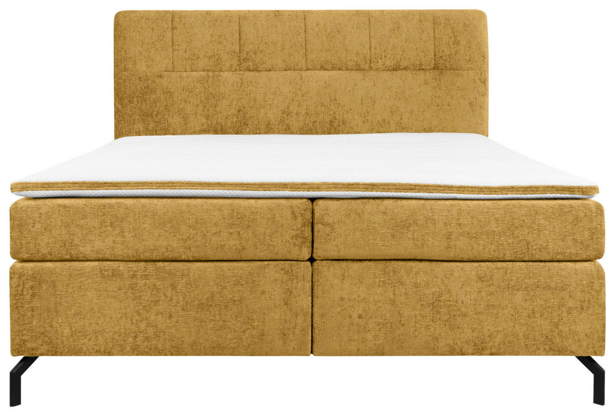 BOXSPRINGBETT 160/200 cm  in Currygelb  - Currygelb/Schwarz, Design, Textil/Metall (160/200cm) - Esposa