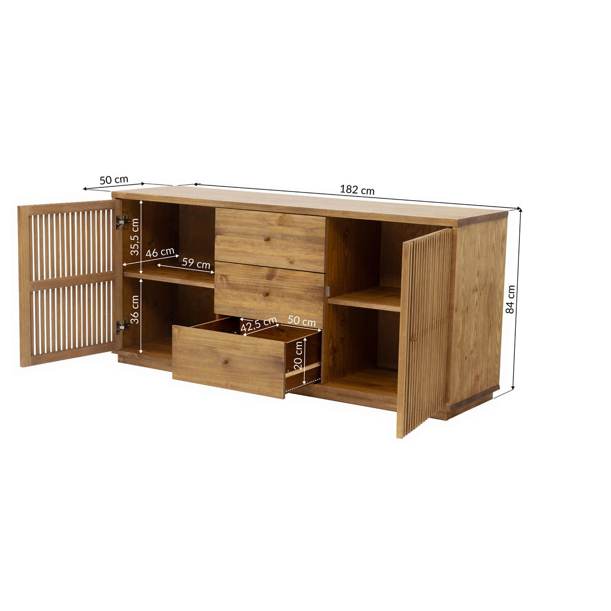 SIDEBOARD  in 182/84/50 cm  - Eichefarben, MODERN, Holz/Holzwerkstoff (182/84/50cm) - MID.YOU