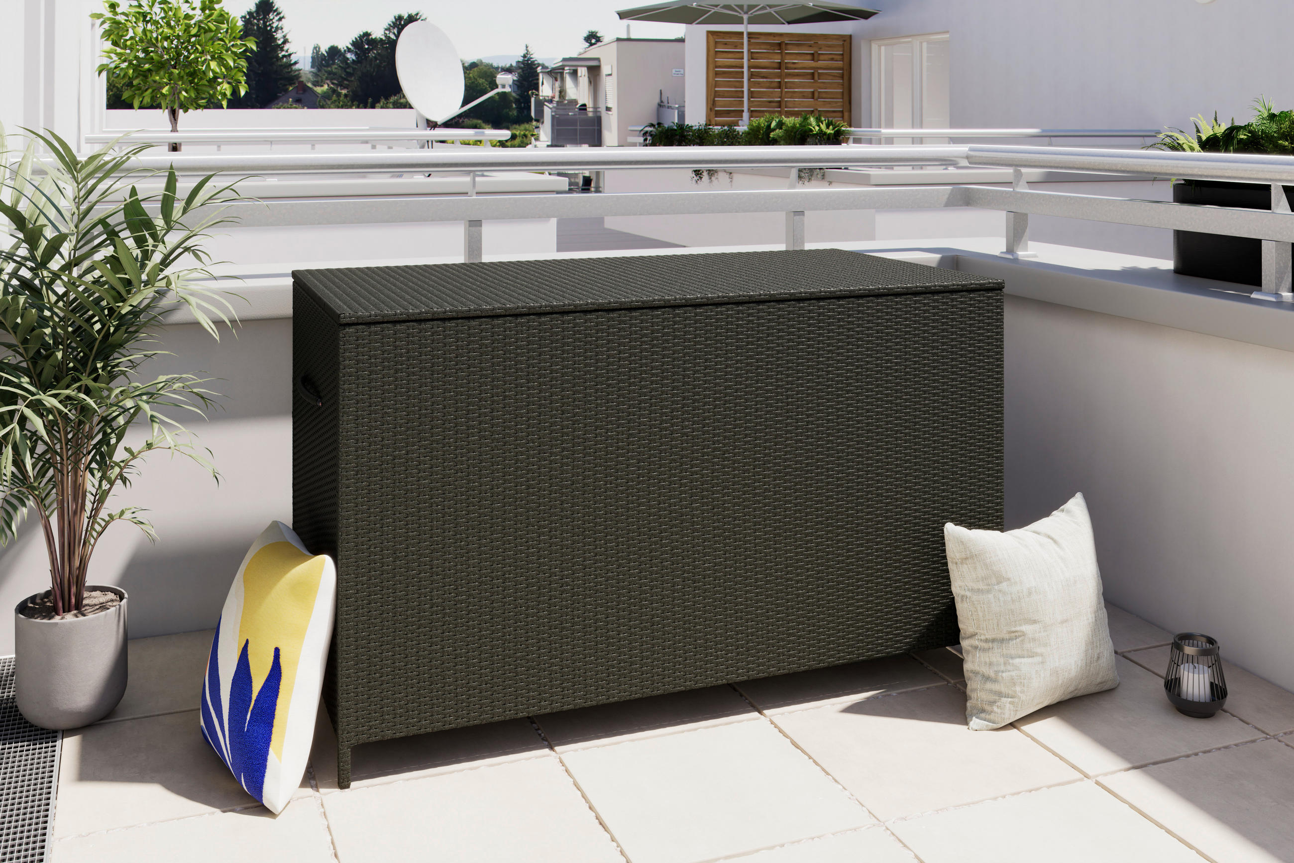 KISSENBOX 155/95/81 cm  - Schwarz, MODERN, Kunststoff/Textil (155/95/81cm) - Ambia Garden