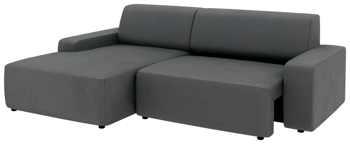 ECKSOFA in Struktur Anthrazit  - Anthrazit/Schwarz, Modern, Kunststoff/Textil (162/246cm) - Trendmanufaktur