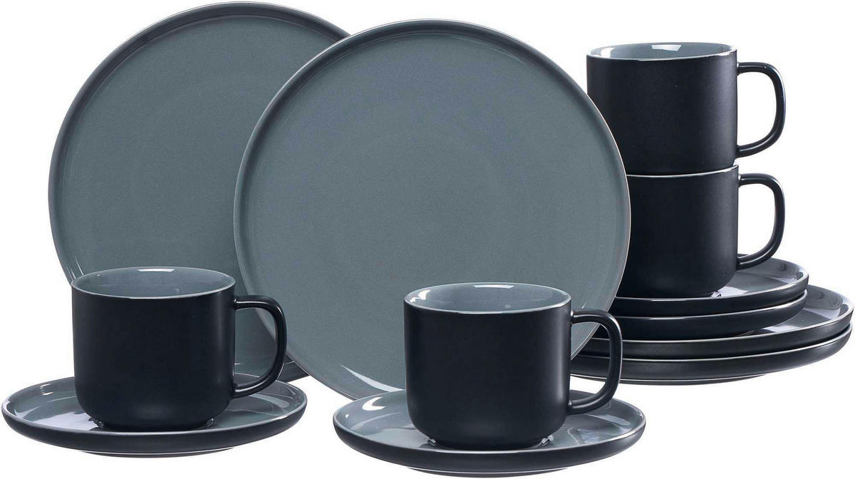 KAFFEESERVICE Schwarz JASPER 12-teilig  - Schwarz, Design, Keramik (38/24/24cm) - Ritzenhoff Breker