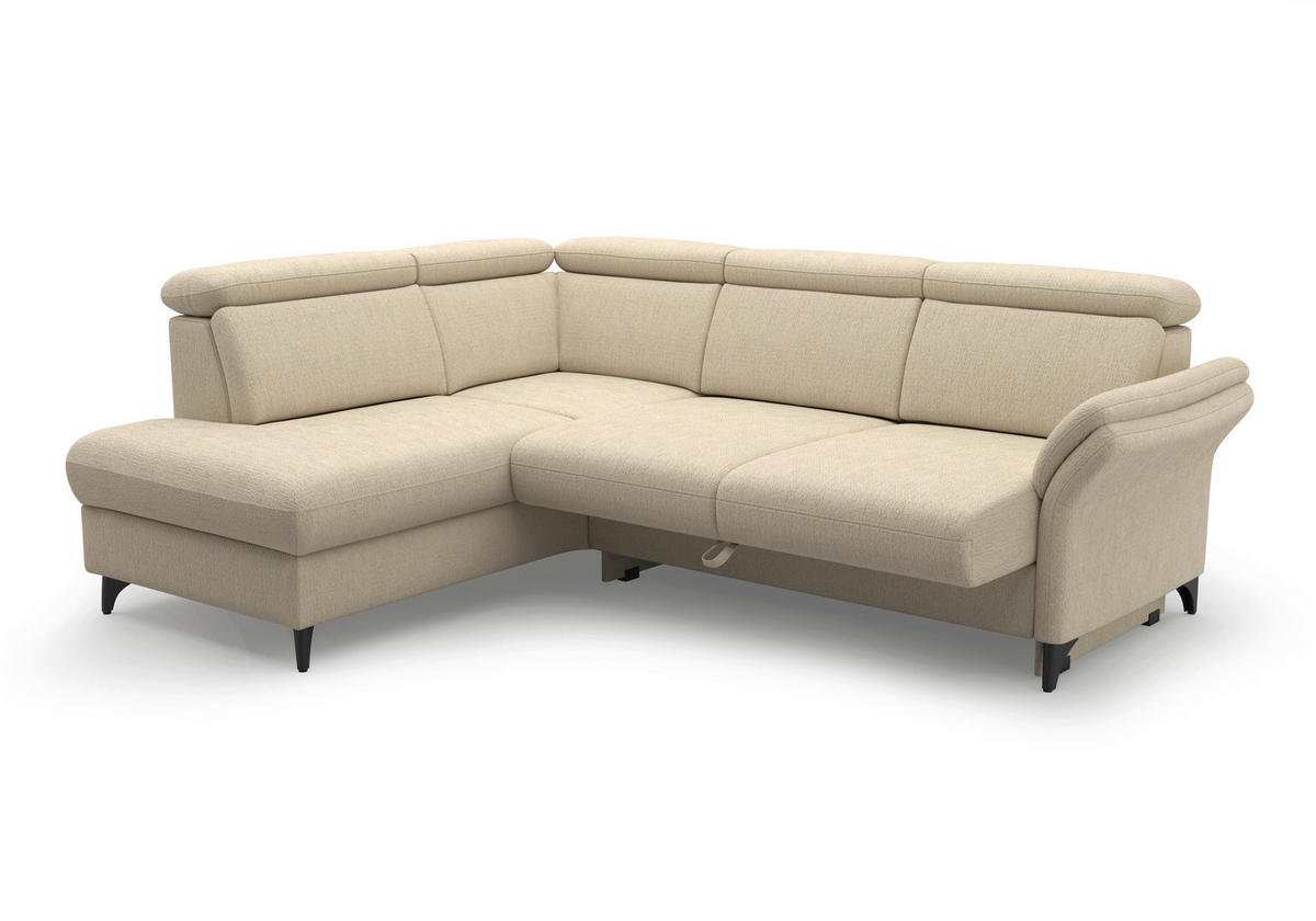ECKSOFA GLENDALE E in Chenille Sandfarben  193/247 cm  - Sandfarben/Schwarz, KONVENTIONELL, Textil/Metall (193/247cm) - Sit & More