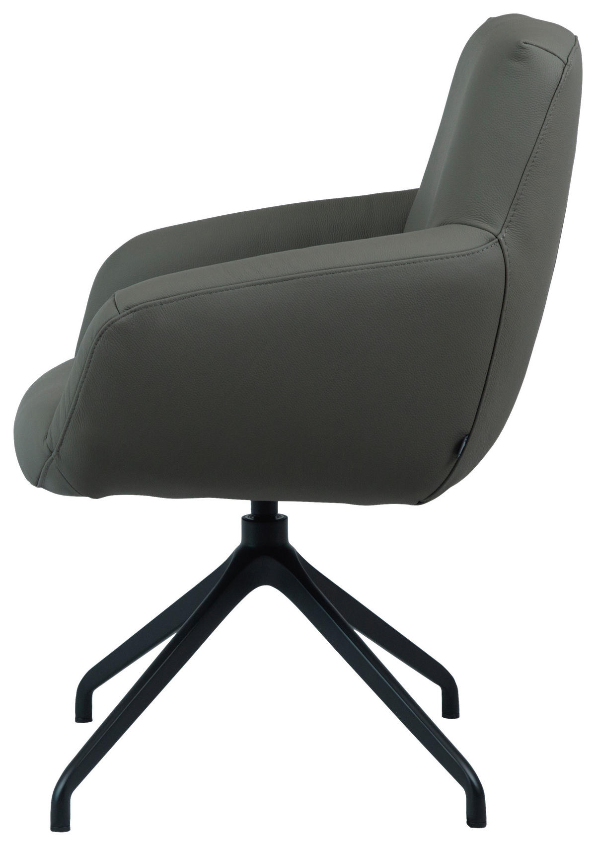 ARMLEHNSTUHL  Sitzfläche 360° drehbar, automatische Rückholfunktion  Echtleder  Schwarz, Dunkelgrau  - Dunkelgrau/Schwarz, Design, Leder/Metall (65/93/69cm) - Cassando
