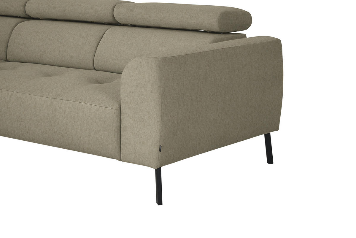 ECKSOFA in Chenille Beige  205/280 cm  - Beige/Schwarz, Design, Textil/Metall (205/280cm) - Xora