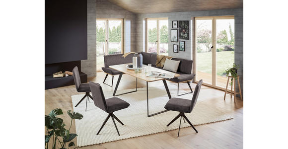 ECKBANK 243/163 cm in Schwarz, Eichefarben, Dunkelbraun - Eichefarben/Dunkelbraun, Design, Holz/Textil (243/163cm) - Voleo