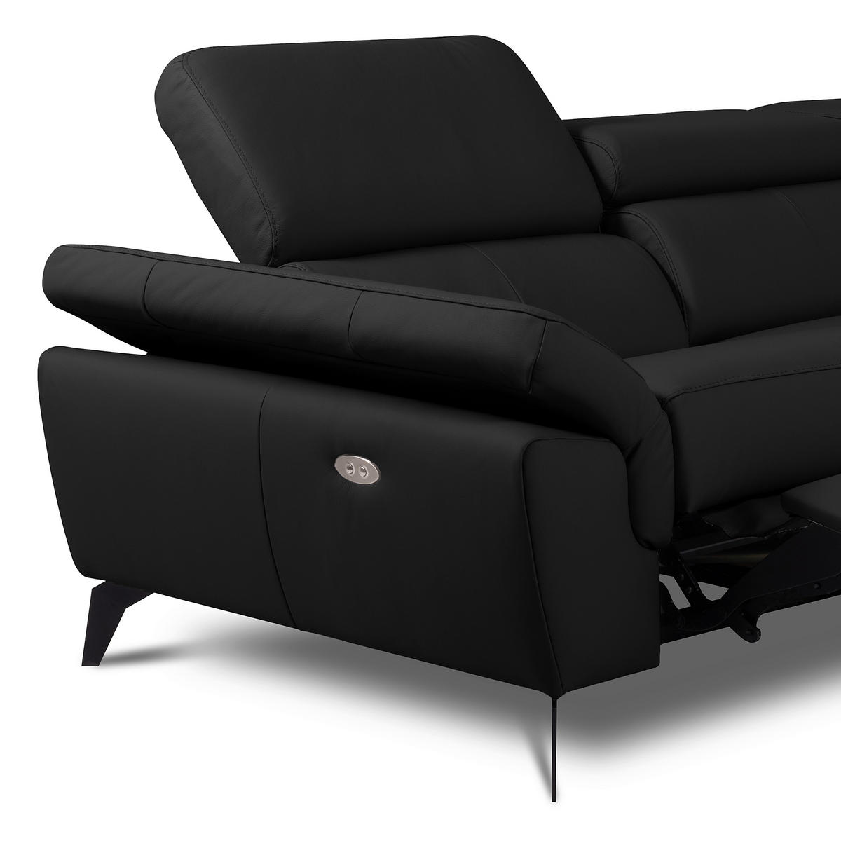 ECKSOFA  in Lederlook Echtleder Schwarz  252/179 cm  - Schwarz, Design, Leder/Textil (252/179cm) - Livetastic