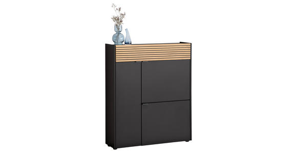 SCHUHSCHRANK 83/99/22 cm - Eichefarben/Schwarz, Design, Holzwerkstoff/Kunststoff (83/99/22cm) - Voleo