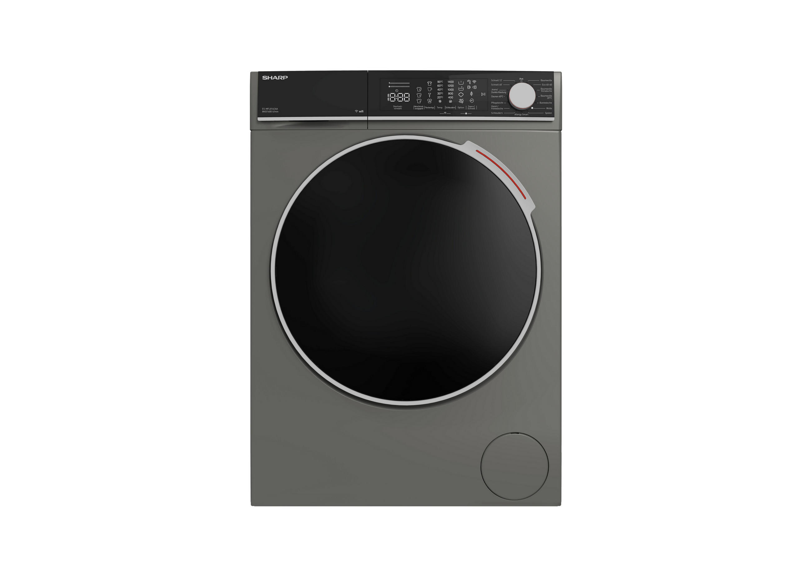 WASCHMASCHINE ES-MFL814CAA-DE  - Dunkelgrau, Basics, Glas/Kunststoff (59.7/84.5/55,7cm) - Sharp