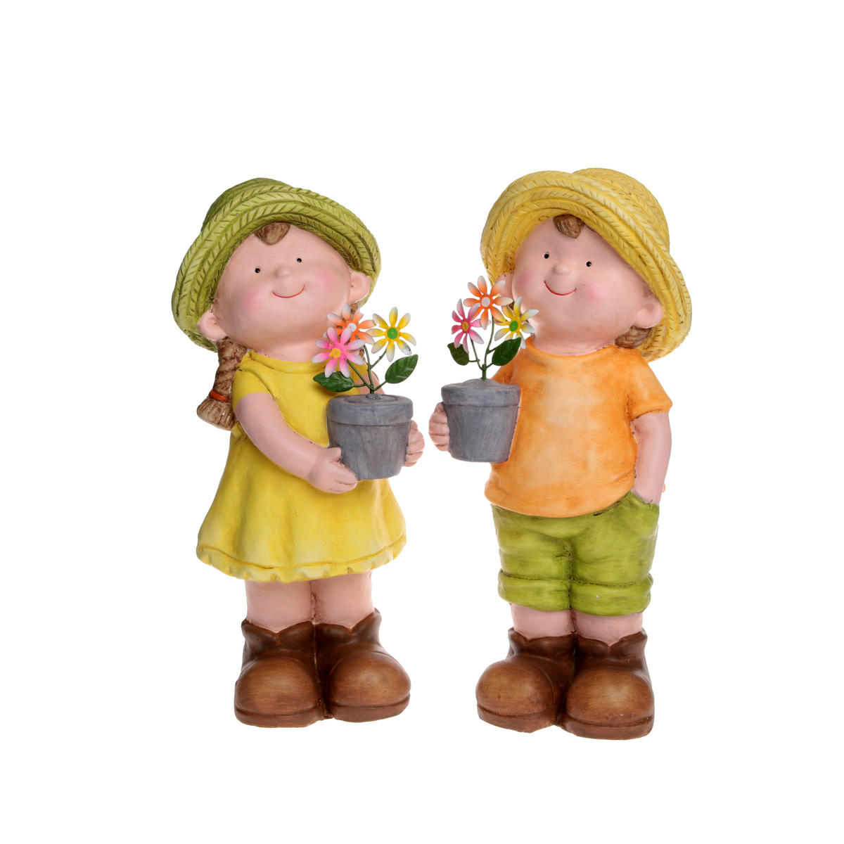 DEKOFIGUR KIND - Hellbraun/Gelb, LIFESTYLE, Stein (17,5/15,5/40cm)