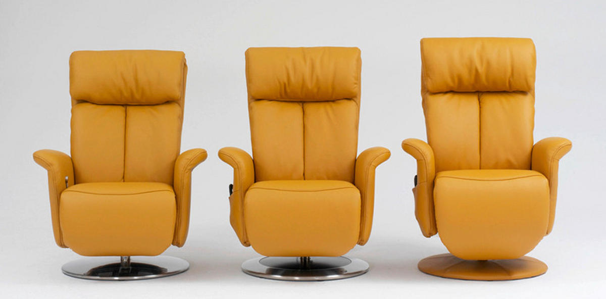 RELAXSESSEL in Leder Cognac  - Edelstahlfarben/Eichefarben, Design, Leder/Holz (82/109/90cm) - Himolla