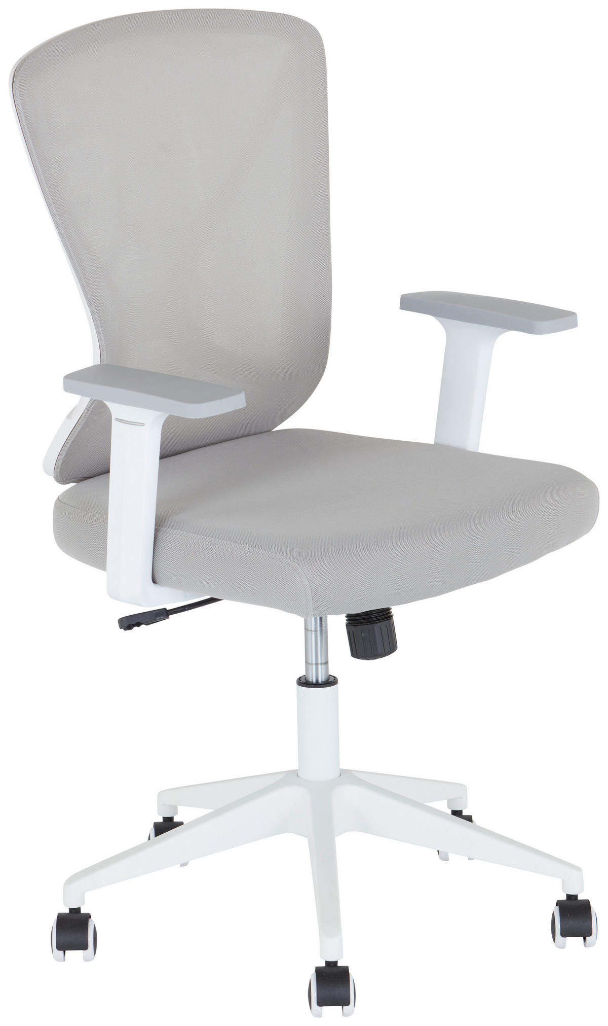SCAUN ROTATIV  microfibră gri, alb  - alb/gri, Modern, plastic/textil (63/97-105/57cm) - MID.YOU