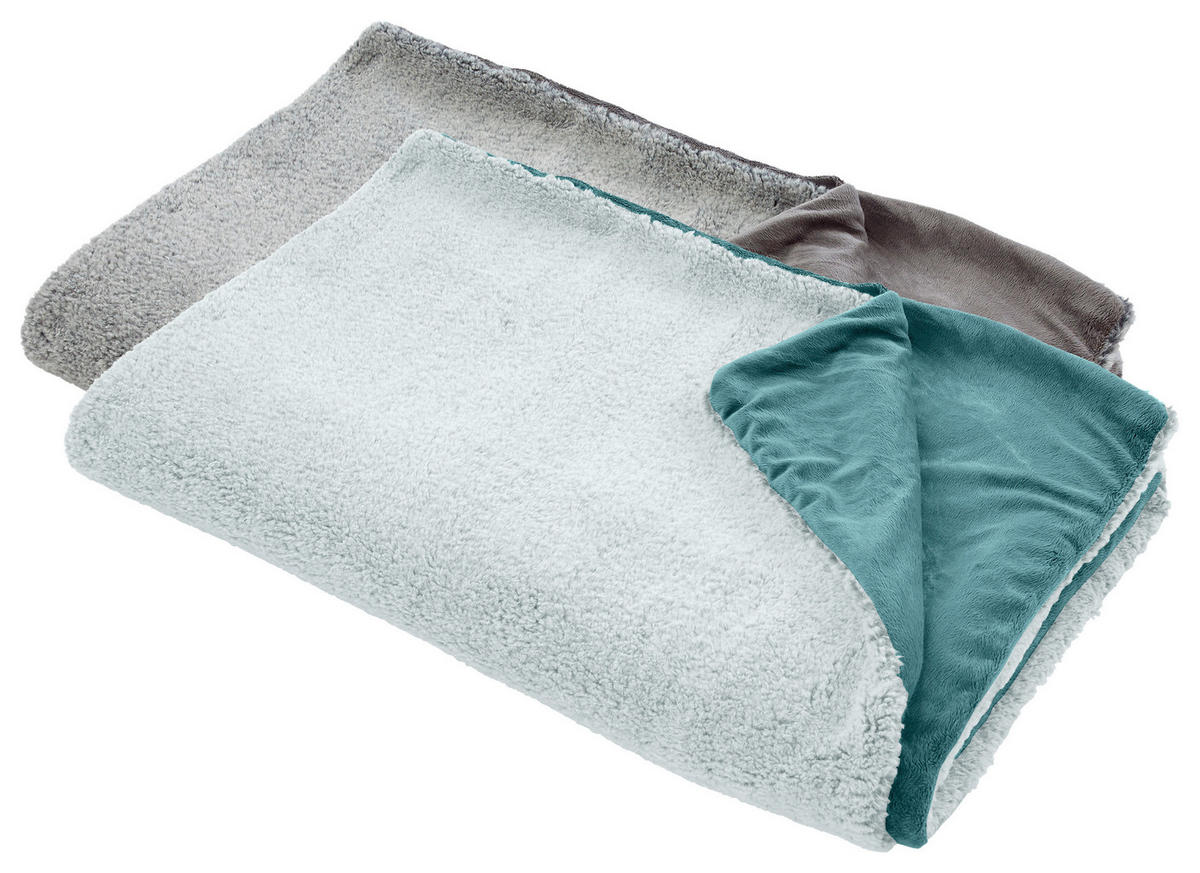 KOŽEŠINOVÁ DEKA, polyester, 150/200 cm - šalvějově zelená, Konvenční, textil (150/200cm) - Novel