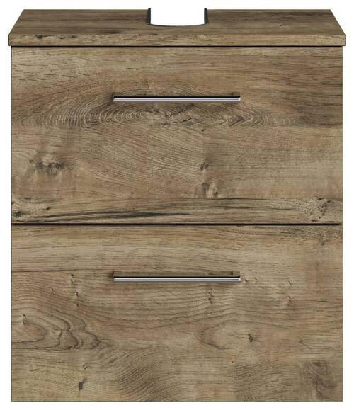 WASCHBECKENUNTERSCHRANK 45/49,8/33,3 cm  - Eiche dunkel/Chromfarben, KONVENTIONELL, Holzwerkstoff/Metall (45/49,8/33,3cm) - Sadena