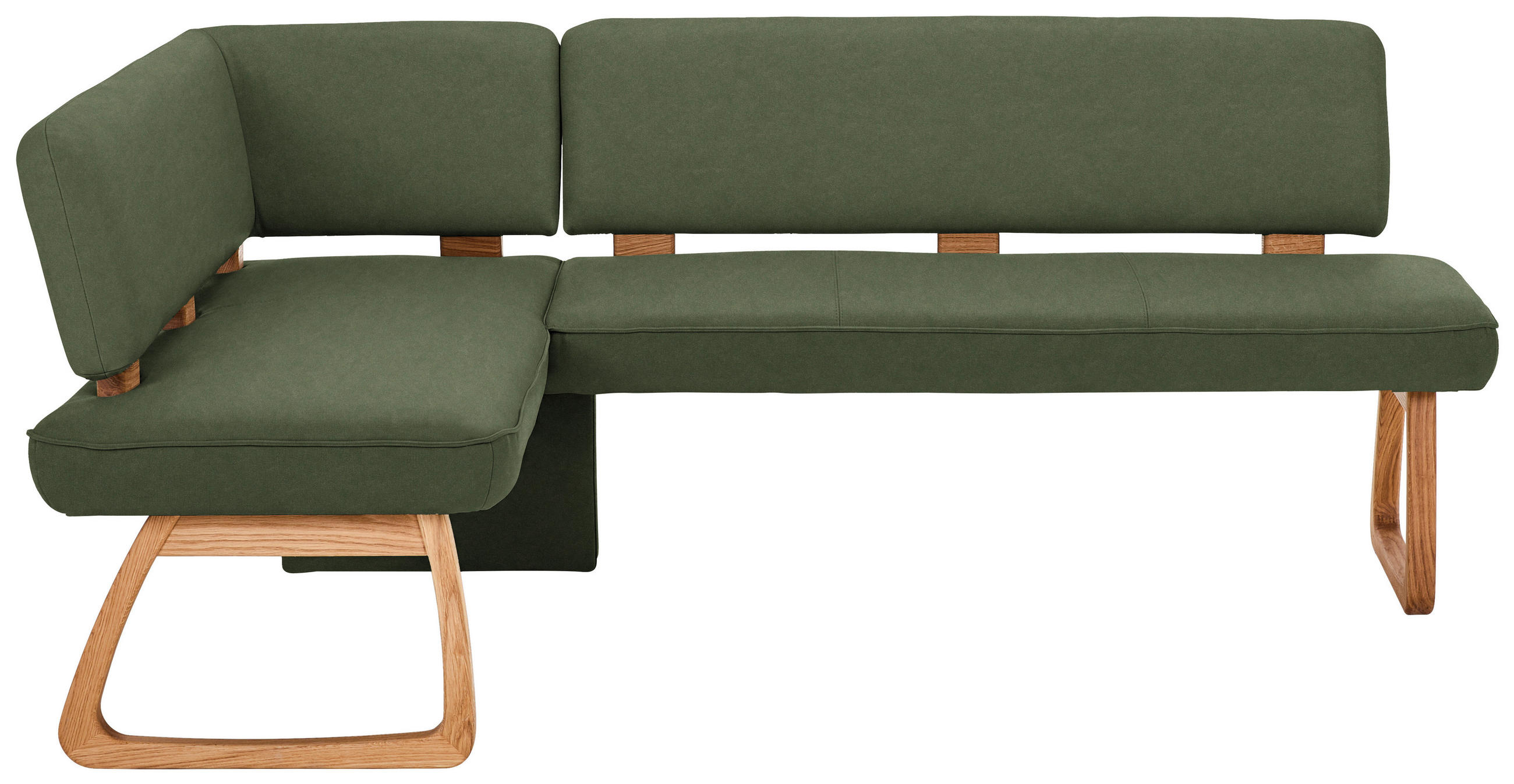 ECKBANK 155/208 cm Webstoff, Mikrofaser Dunkelgrün Eiche vollmassiv   - Dunkelgrün, KONVENTIONELL, Holz/Textil (155/208cm) - Venda