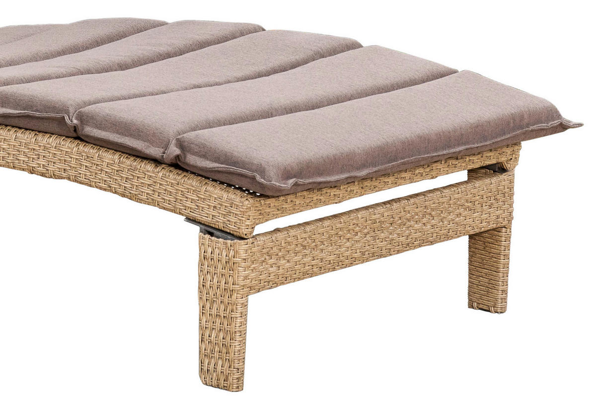 GARTEN-RELAXLIEGE 90/100/208 cm  - Beige/Naturfarben, ROMANTIK / LANDHAUS, Kunststoff/Textil (90/100/208cm) - Gardenson