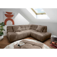 ECKSOFA Chenille Braun  - Schwarz/Braun, Modern, Kunststoff/Textil (254/203cm) - Livetastic