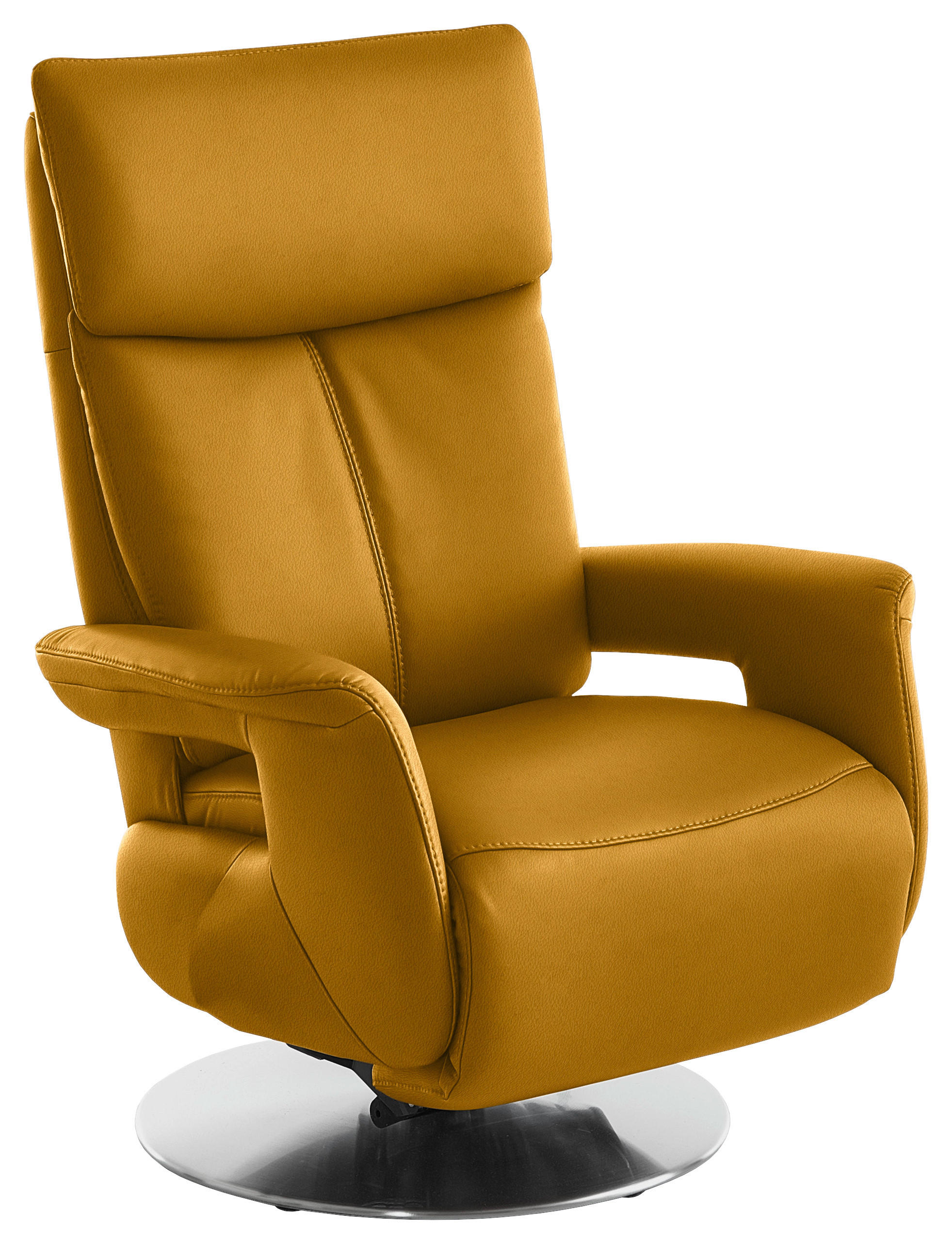 RELAXSESSEL in Leder Currygelb  - Currygelb/Edelstahlfarben, Design, Leder/Metall (78/112/85cm) - Cantus