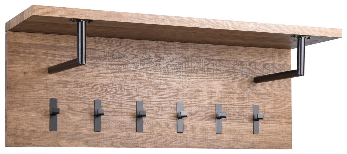 GARDEROBENPANEEL  in 80/30/26 cm  - Eichefarben/Schwarz, Basics, Holzwerkstoff/Metall (80/30/26cm)