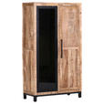 VITRINE  in massiv Mangoholz Naturfarben  - Schwarz/Naturfarben, LIFESTYLE, Glas/Holz (90/160/43cm) - Landscape
