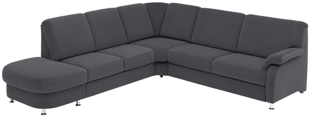 ECKSOFA in Flachgewebe Grau  287/269 cm  - Alufarben/Grau, KONVENTIONELL, Textil/Metall (287/269cm) - Beldomo System