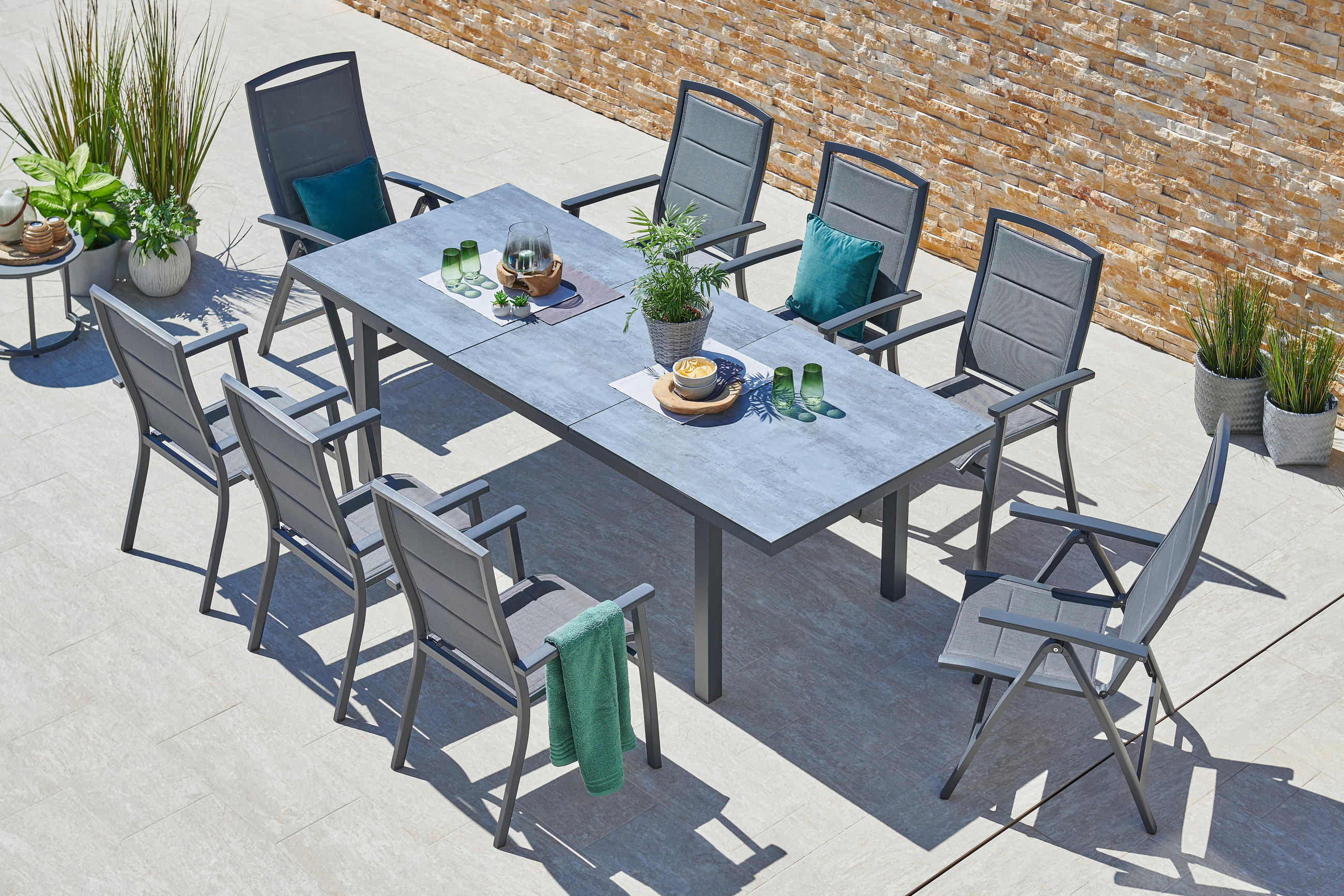 GARTENTISCH 180(240)/100/76 cm  - Anthrazit/Grau, Basics, Glas/Metall (180(240)/100/76cm) - Amatio