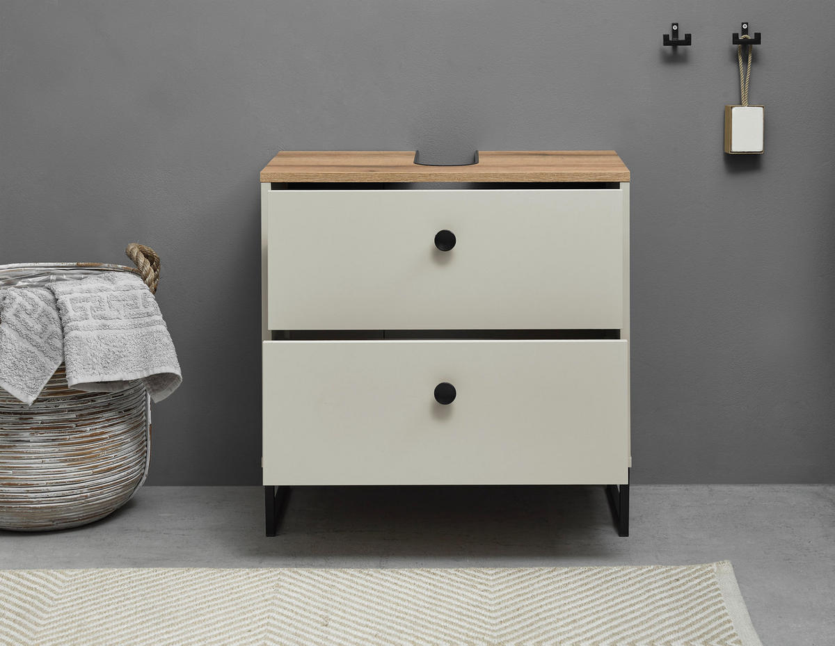 WASCHBECKENUNTERSCHRANK 60/60/35 cm  - Kaschmir/Eichefarben, MODERN, Holzwerkstoff/Kunststoff (60/60/35cm) - MID.YOU