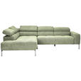ECKSOFA  in Flachgewebe Olivgrün  224/282 cm  - Chromfarben/Olivgrün, KONVENTIONELL, Textil/Metall (224/282cm) - Hom`in