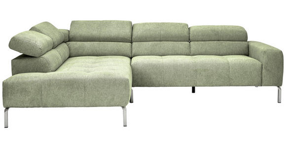 ECKSOFA  in Flachgewebe Olivgrün  224/282 cm  - Chromfarben/Olivgrün, KONVENTIONELL, Textil/Metall (224/282cm) - Hom`in
